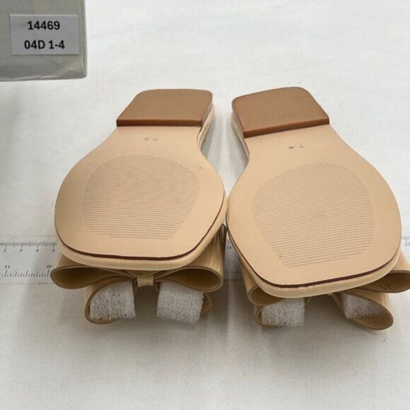 miss left Nude Versatile Open Square Toe Flip Flops Double Bowknots Slip On Shoe - Picture 7 of 8